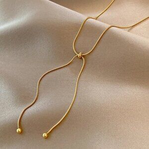NEW 14K Yellow Gold Retro Adjustable Unique Luxury Necklace